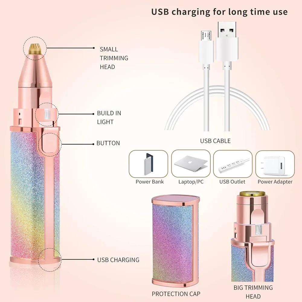 Rechargeable Women’s Eyebrow Hair Trimmer – Pink