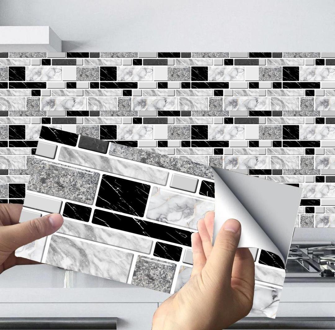 50 Pcs White Wall Tile Stickers – Modern Abstract Design