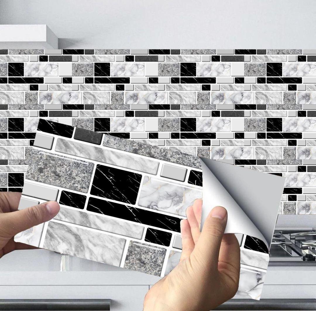 50 Pcs White Wall Tile Stickers – Modern Abstract Design