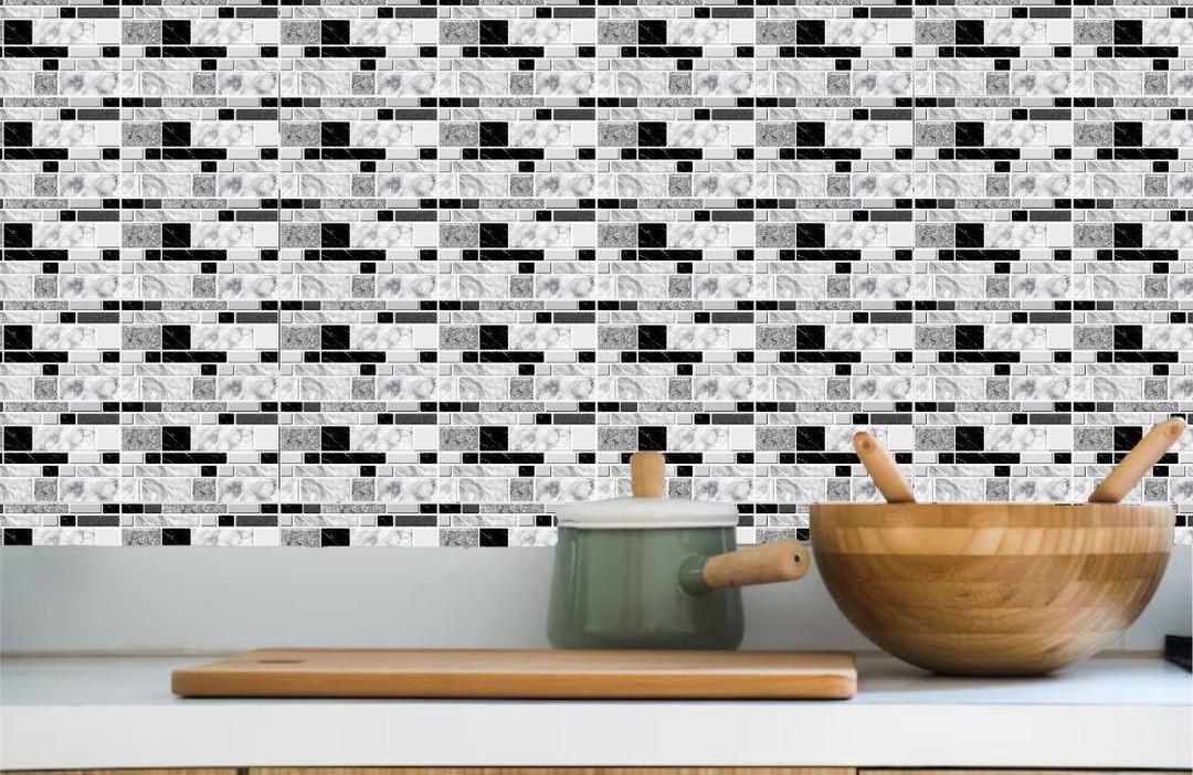 50 Pcs White Wall Tile Stickers – Modern Abstract Design