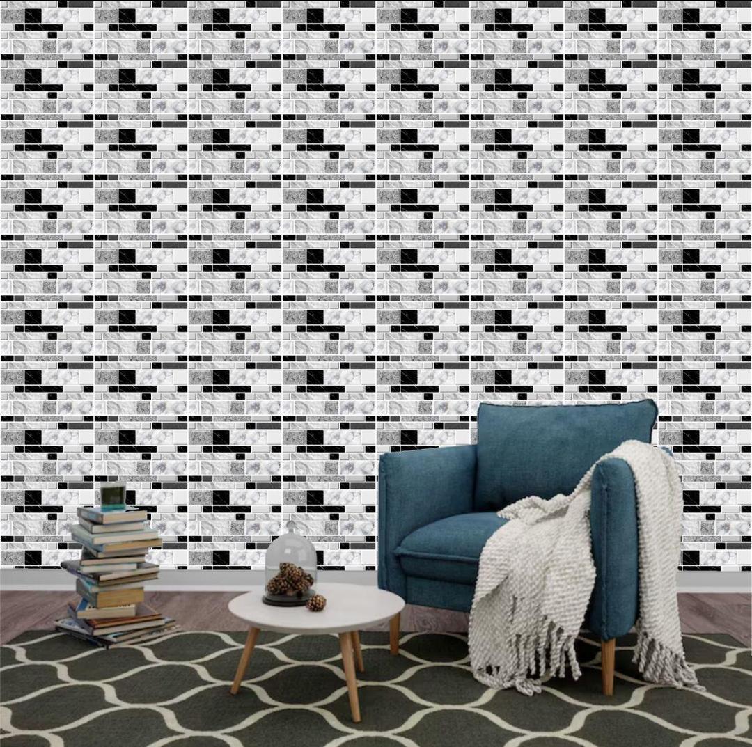 50 Pcs White Wall Tile Stickers – Modern Abstract Design
