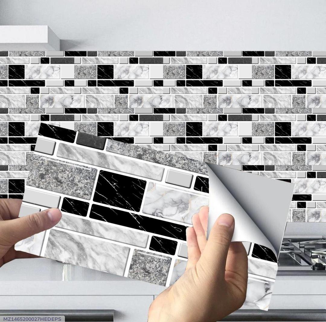 50 Pcs White Wall Tile Stickers – Modern Abstract Design
