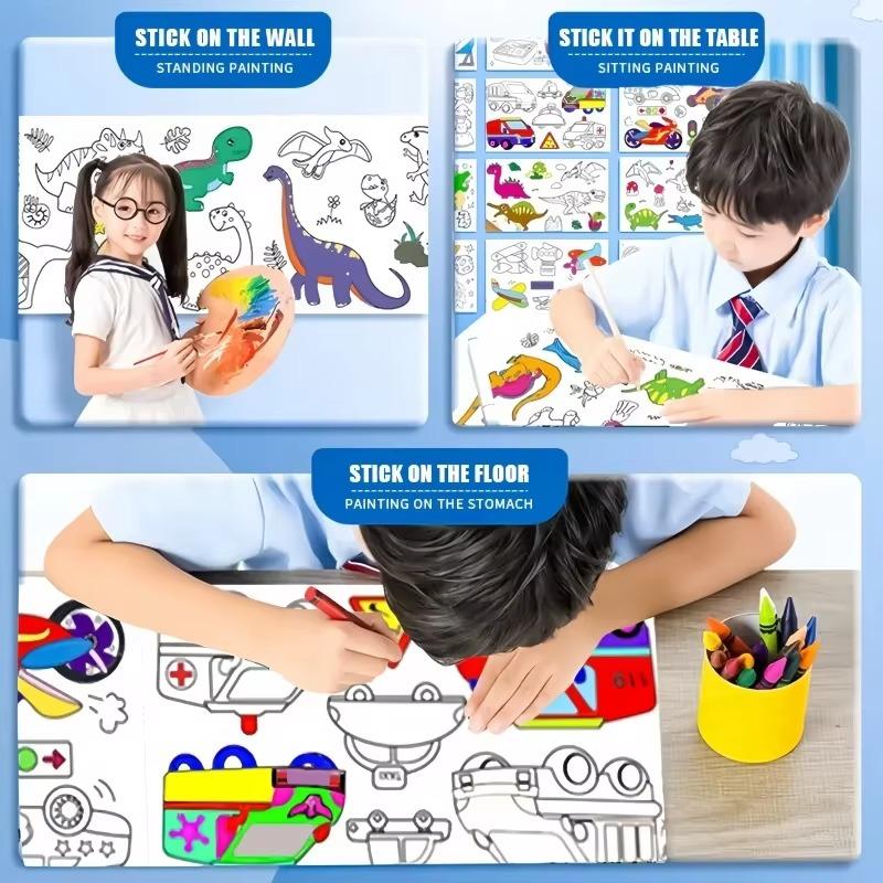 3 Meters Kids Coloring Drawing Sheet Roll Extra-Long Roll